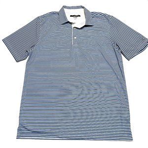 Greg Norman blue/white Striped Golf Polo